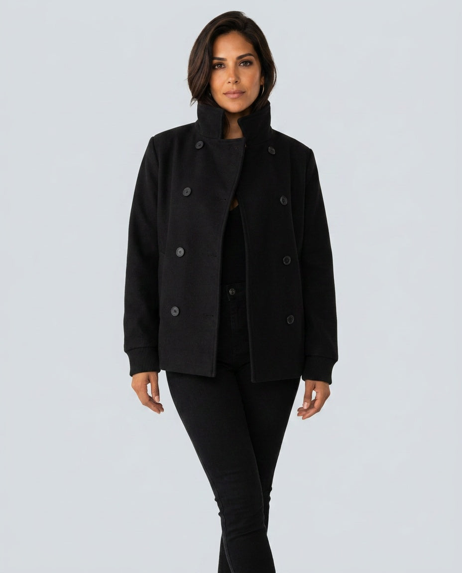 Callista | Double-Breasted Stand Collar Loose Jacket