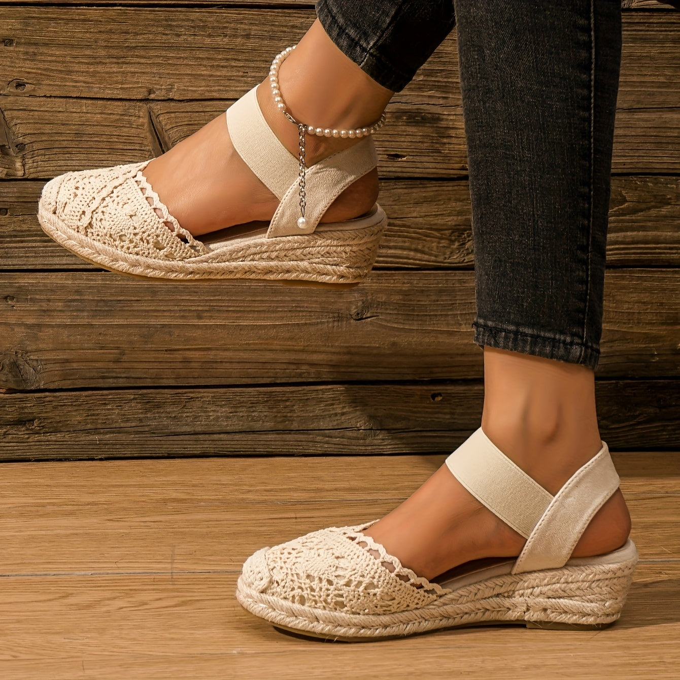 Orina | Crochet Espadrille Wedge Sandals