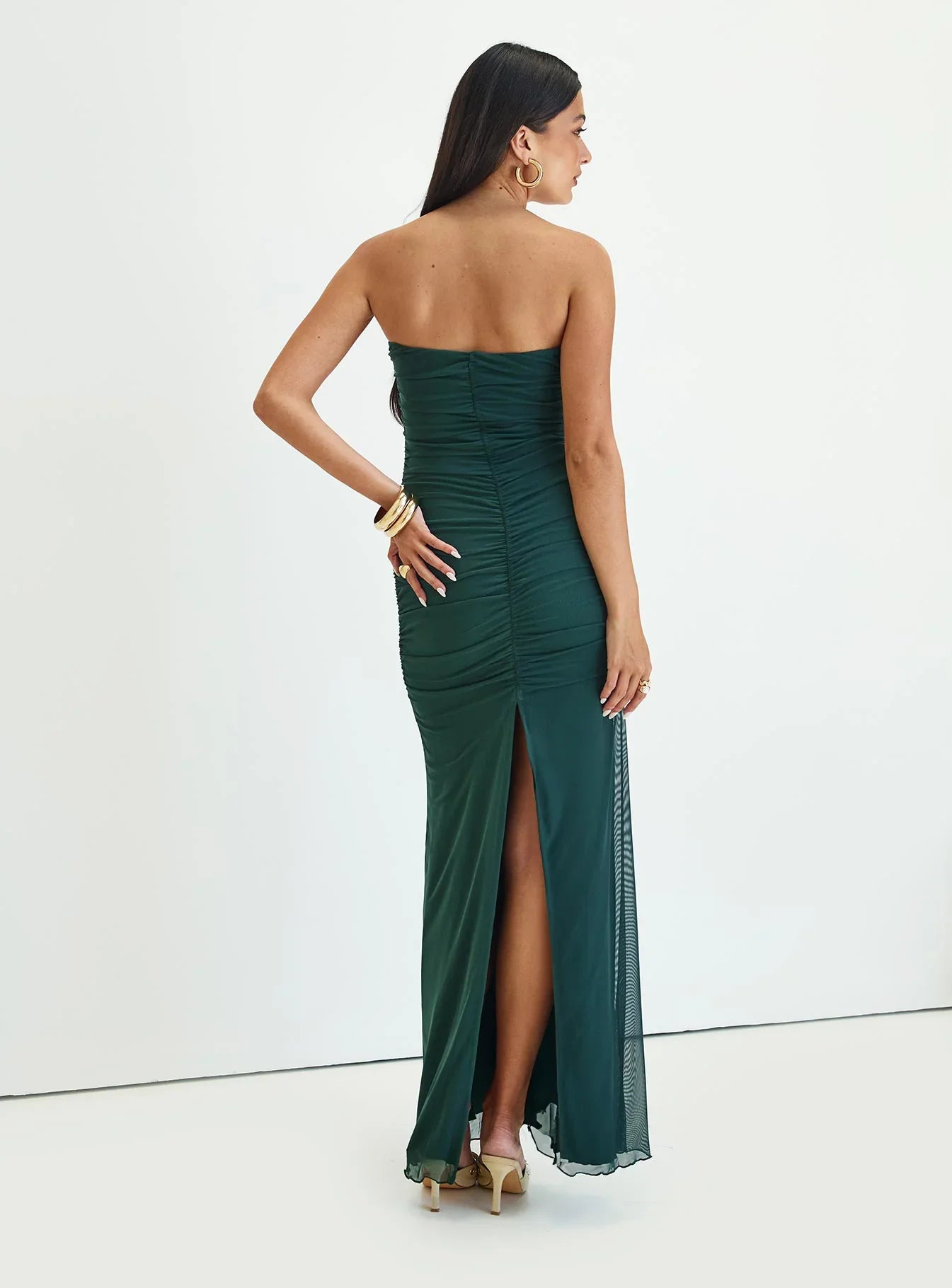 Adeline | Strapless Cut-Out High Split Maxi Dress