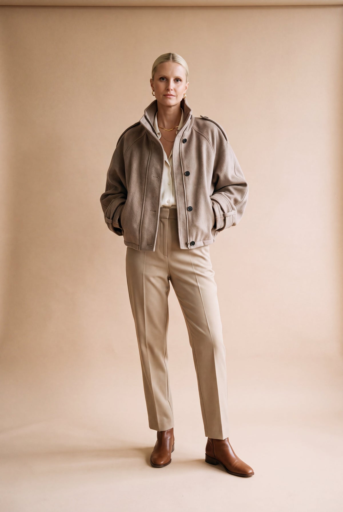 Malena | Cropped Stand Collar Wool Blend Coat