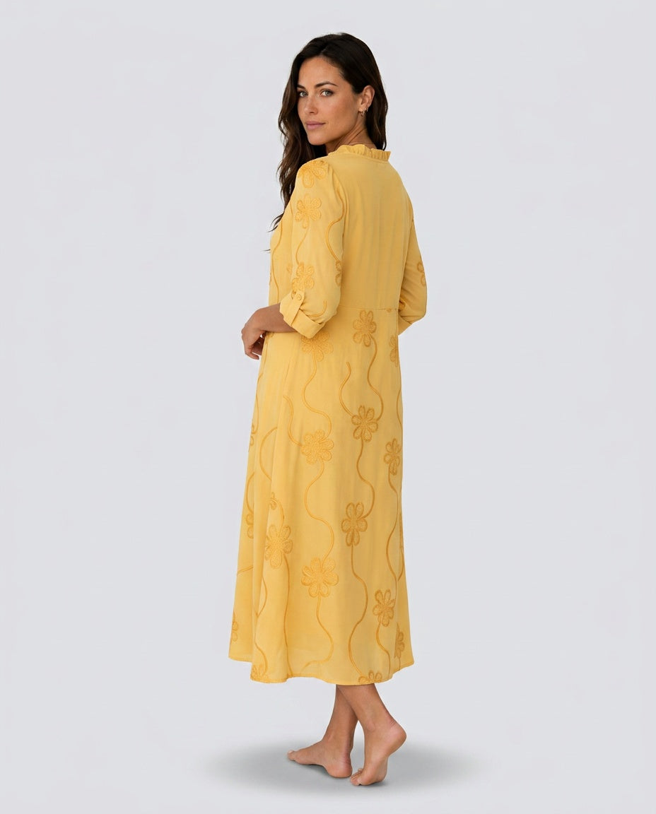 Una | Floral Waist-Defining Summer Midi Dress