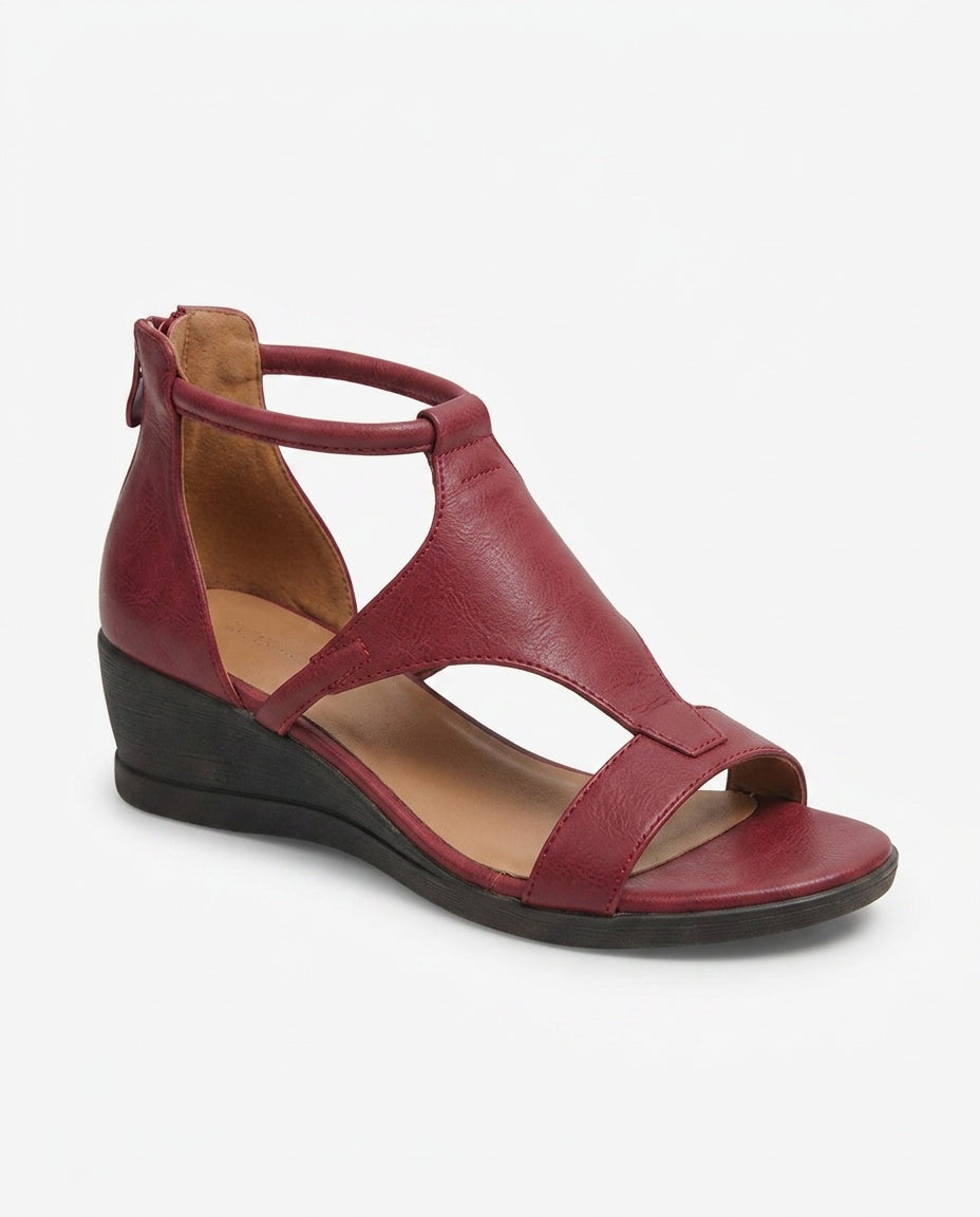 Fleur | Leather-Look Wedge Sandals
