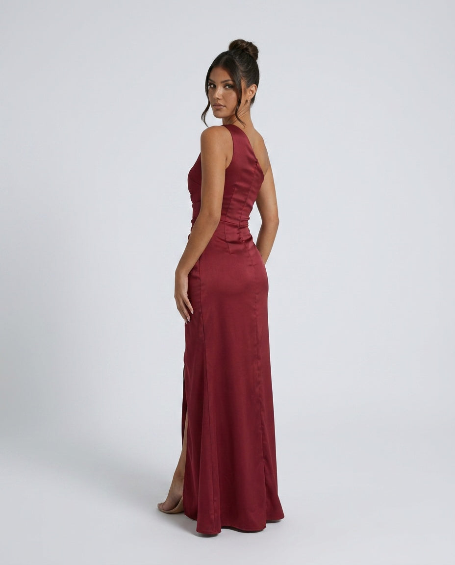 Talia | One-Shoulder Satin-Look Evening Maxi Dress