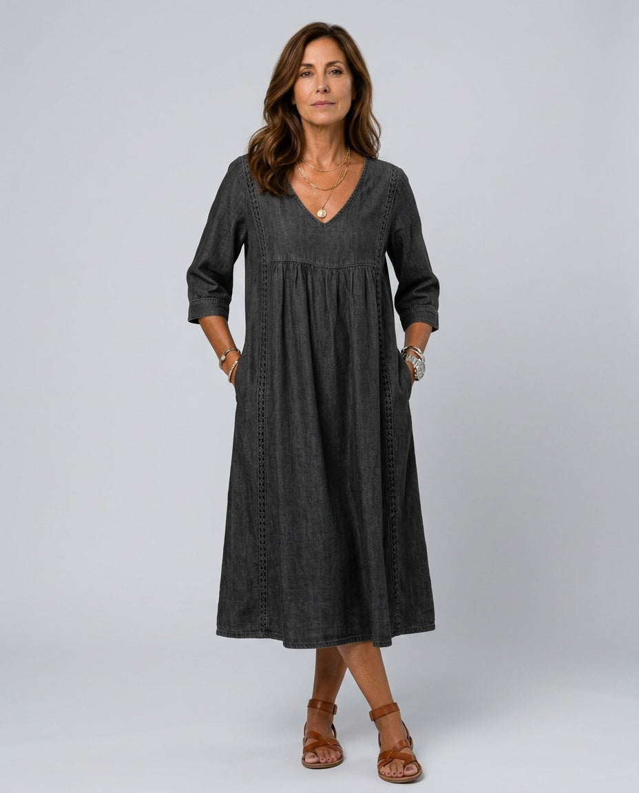 Martha | Patchwork Lace Trim Casual Maxi Dress