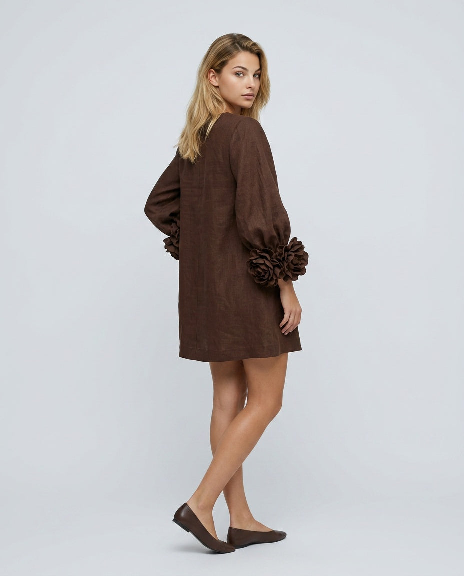 Mira | Balloon Sleeve Floral Cuff A-Line Mini Dress