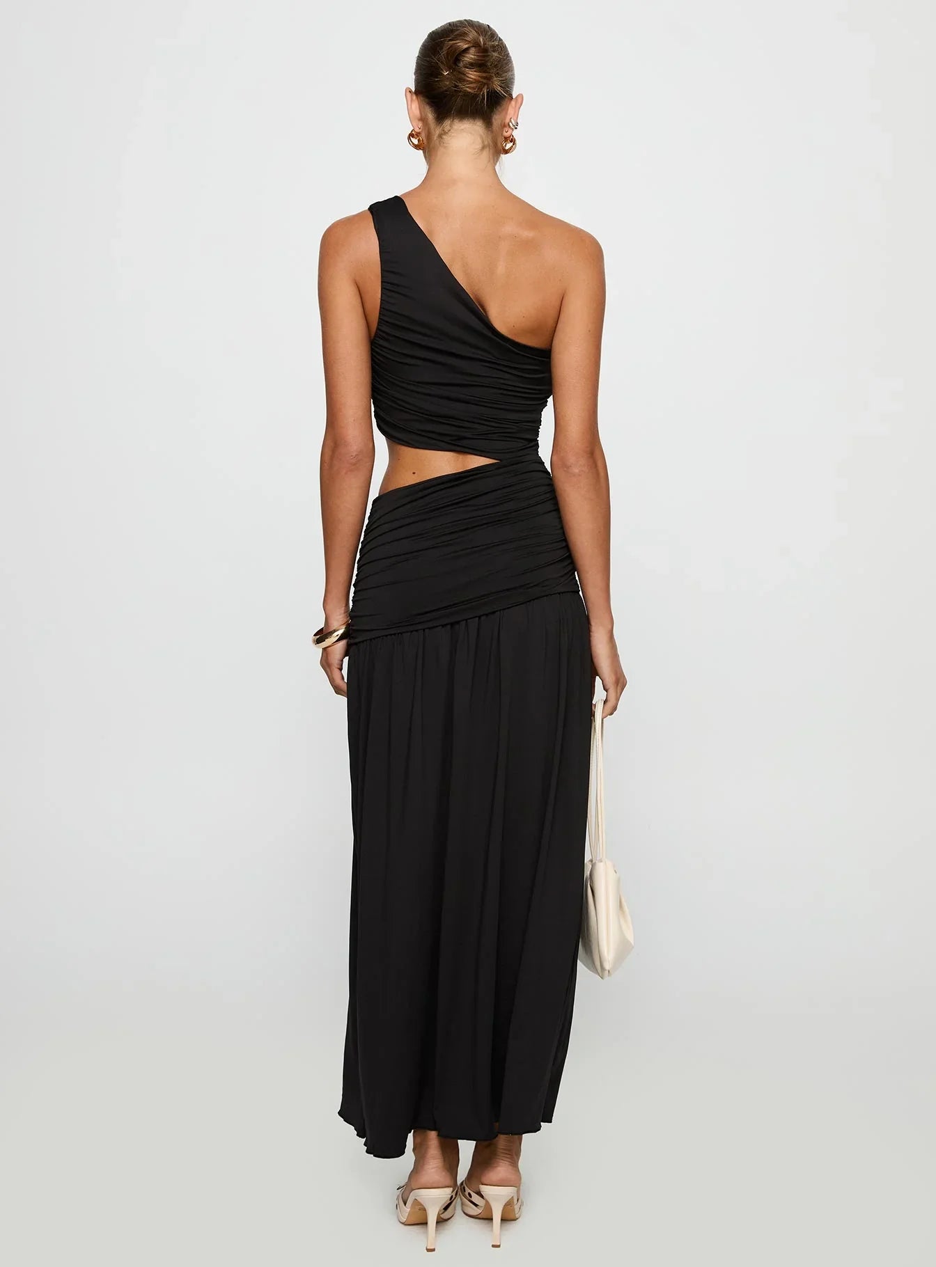 Harlow | Ruched Cut-Out High Split Maxi Dress
