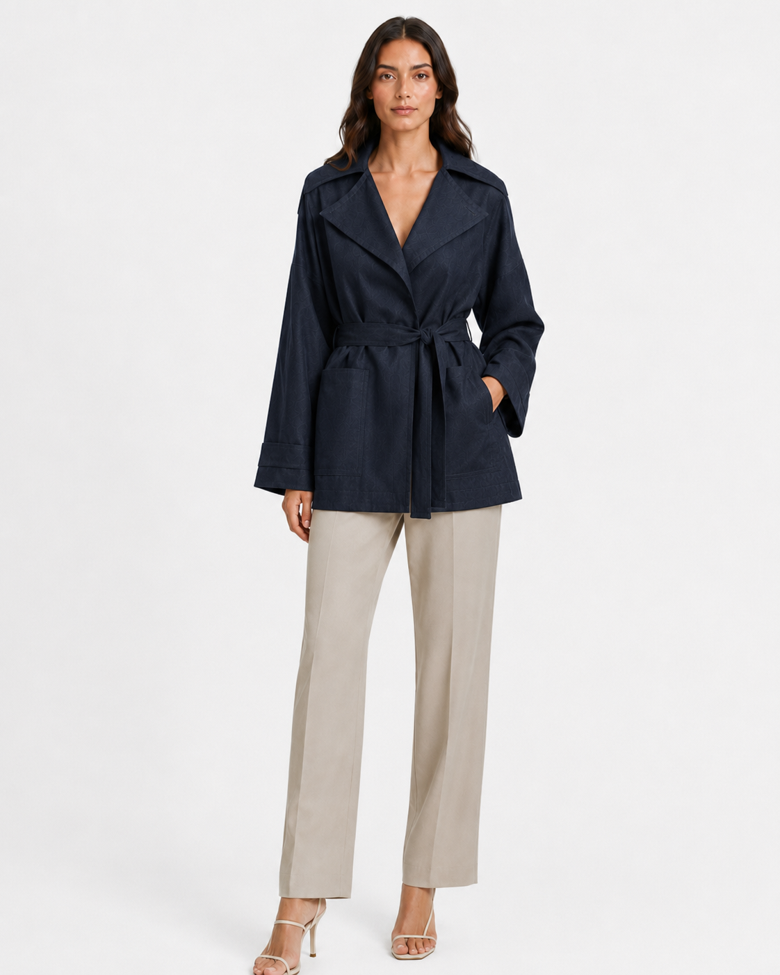 Marley | Belted Lapel Long Sleeve Jacket