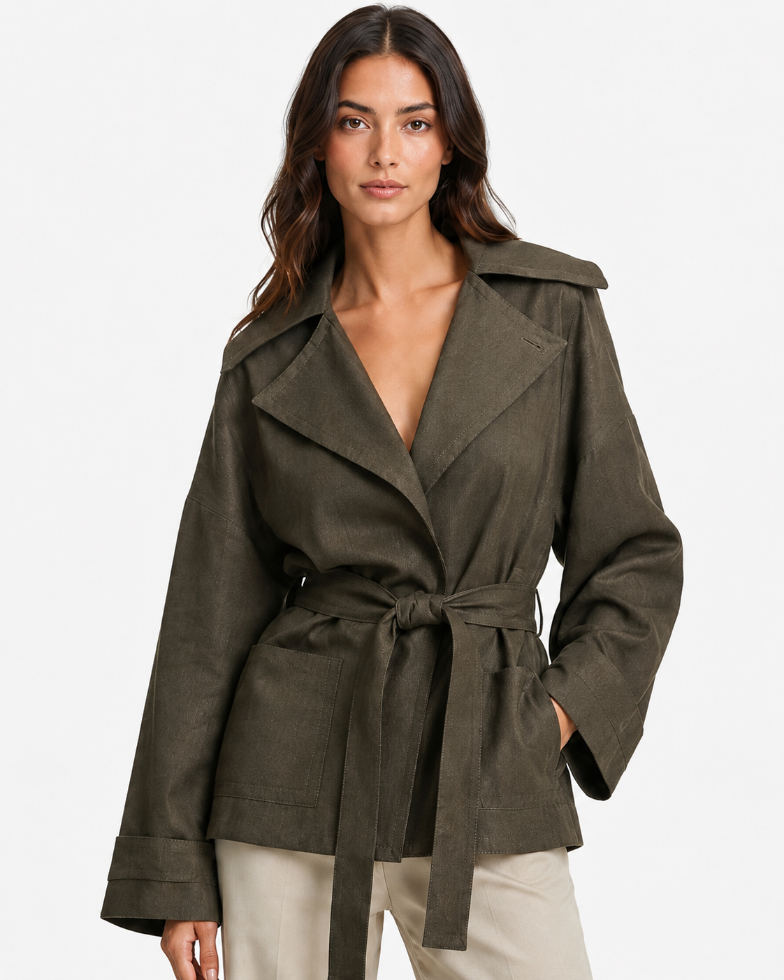 Marley | Belted Lapel Long Sleeve Jacket