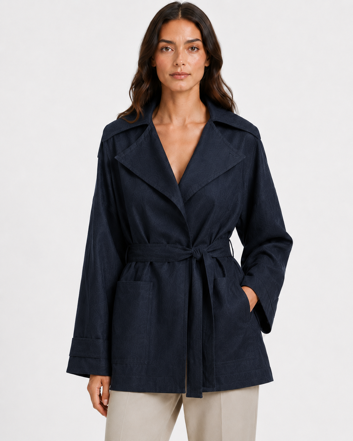Marley | Belted Lapel Long Sleeve Jacket