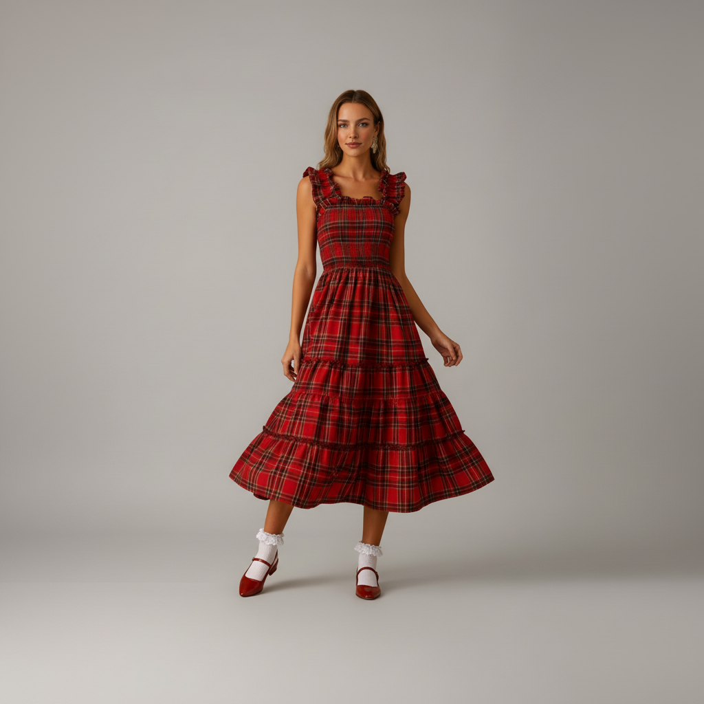 Noelle | Festive Cotton-Blend Maxi Dress