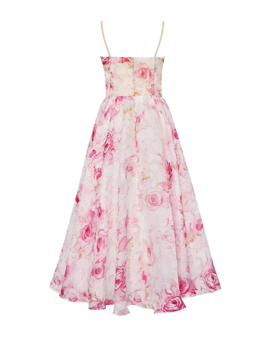 Rosalie | Ruched Floral A-Line Midi Dress