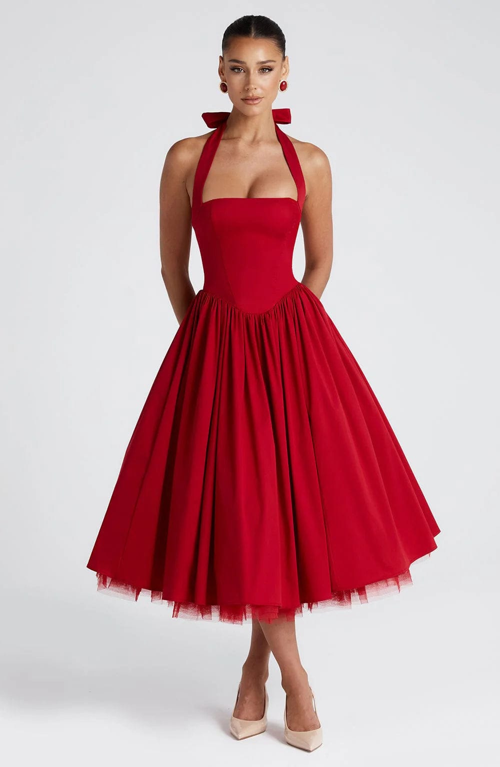 Mariana | Halter Corset Tulle Midi Dress