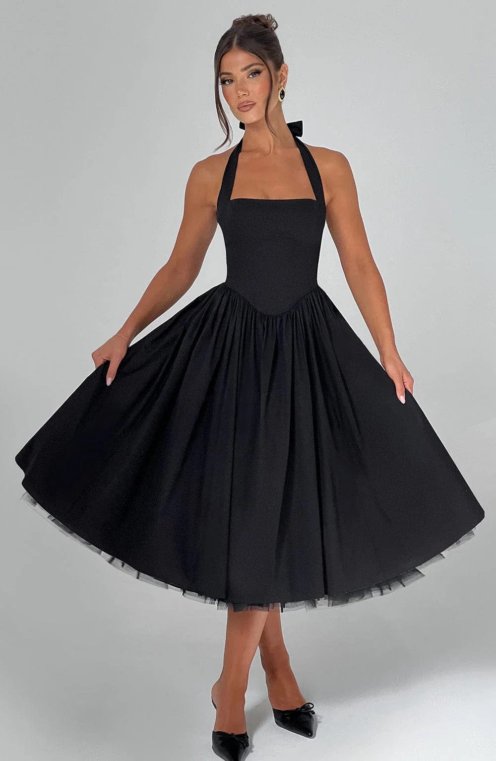 Mariana | Halter Corset Tulle Midi Dress