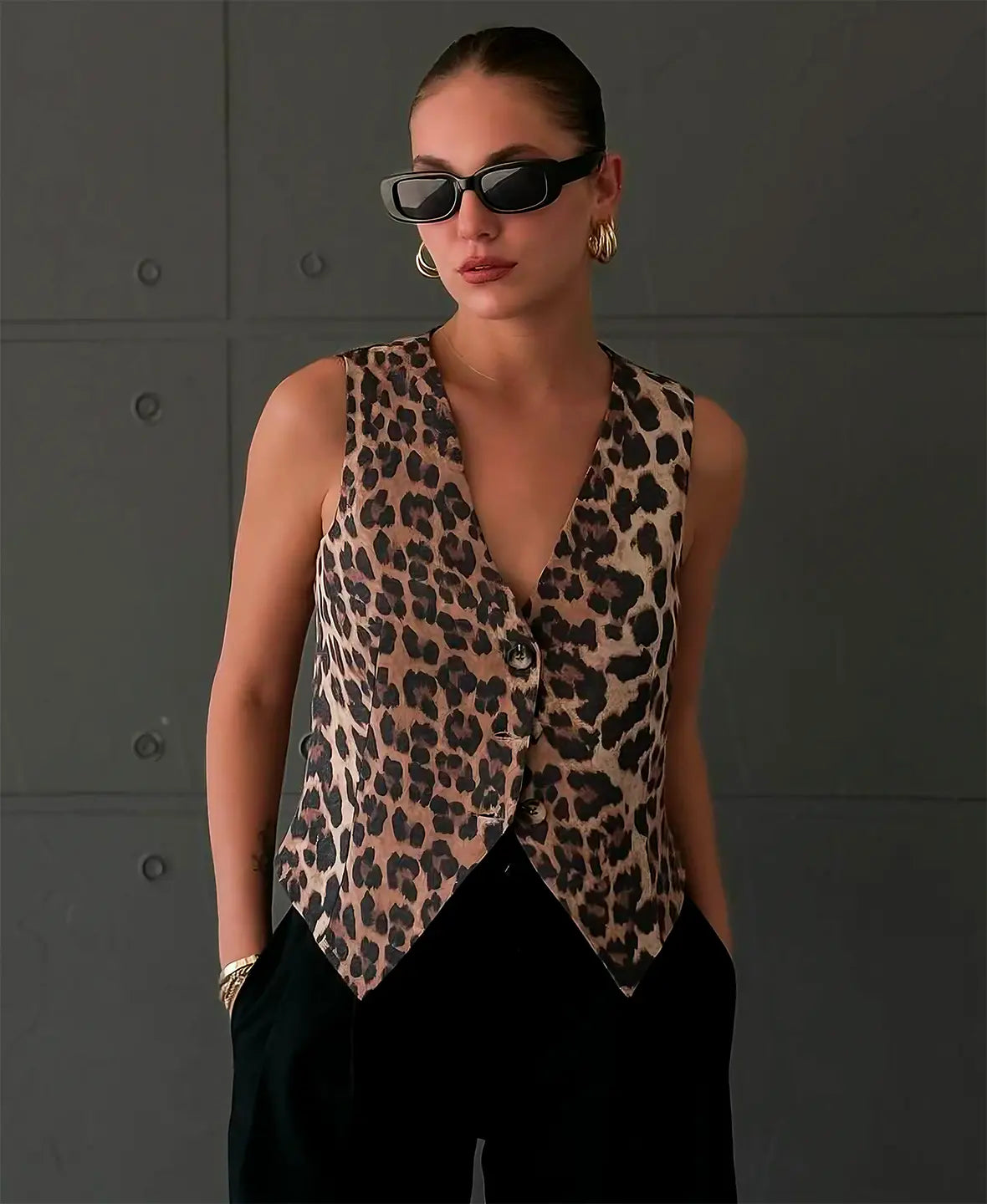 Cleo | Leopard Print Sleeveless Vest Top