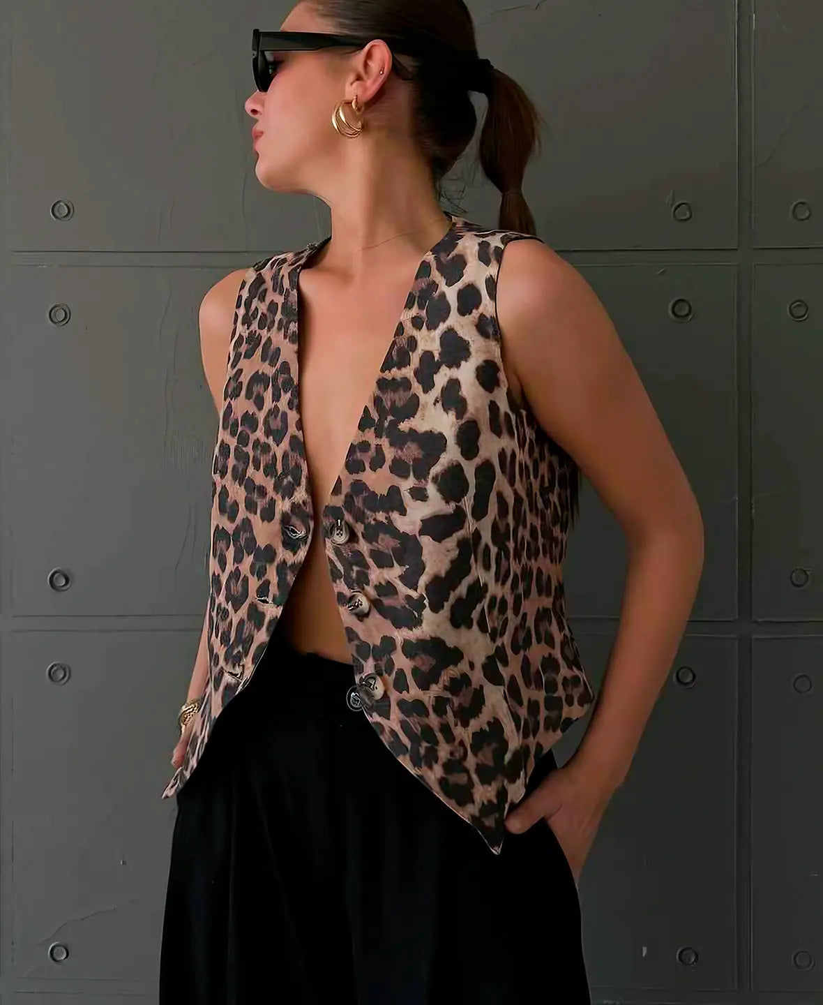 Cleo | Leopard Print Sleeveless Vest Top