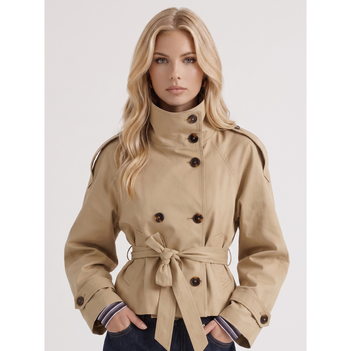 Ottilie | Cropped Double-Breasted Trench Coat