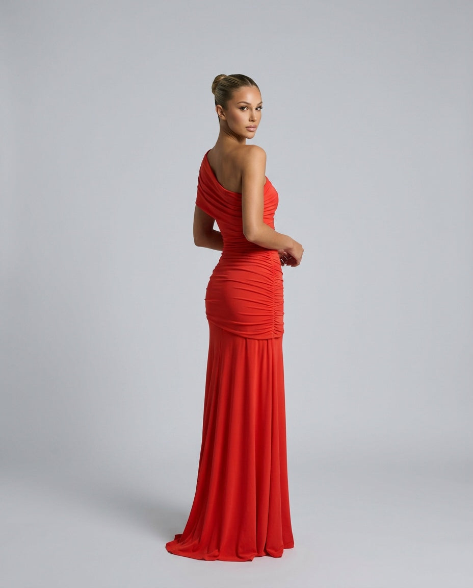 Anouk | Asymmetric Ruched Maxi Dress