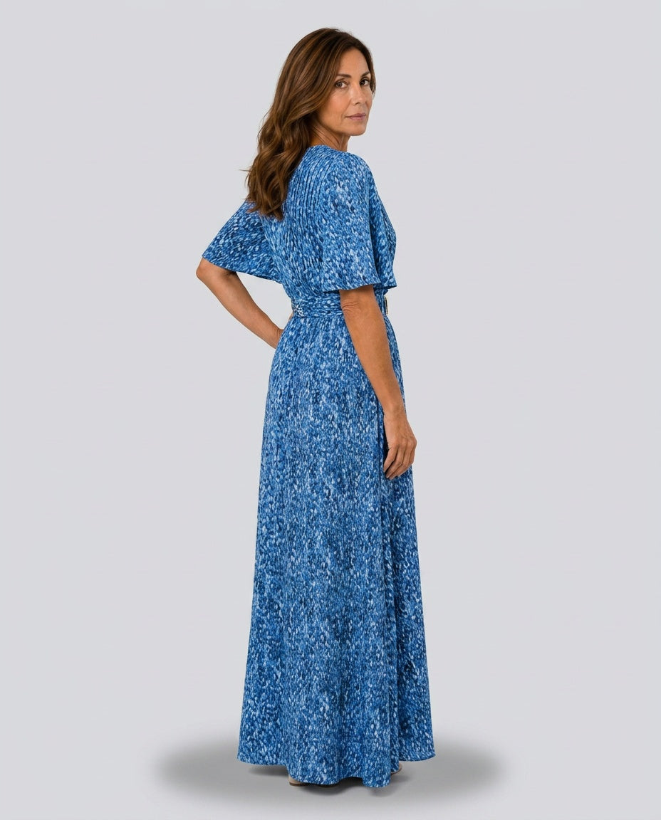 Rocio | Printed Wrap Short Sleeve Maxi Dress