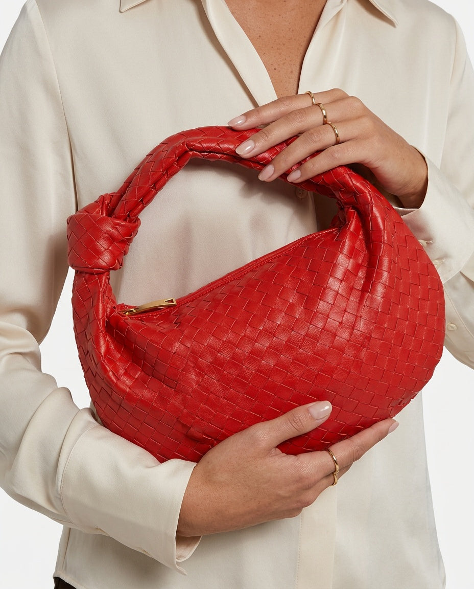Hand-Woven Structured Shoulder Bag