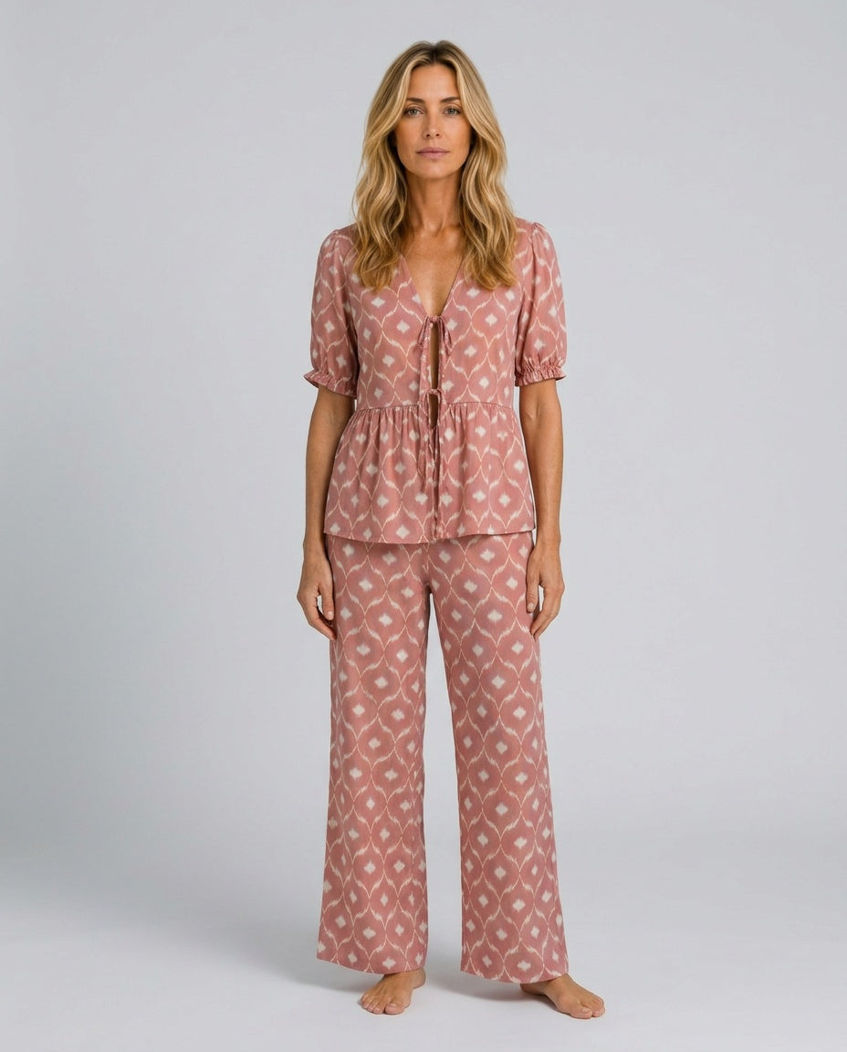 Maeve | Floral Puff Sleeve Top & Straight Leg Trouser Set