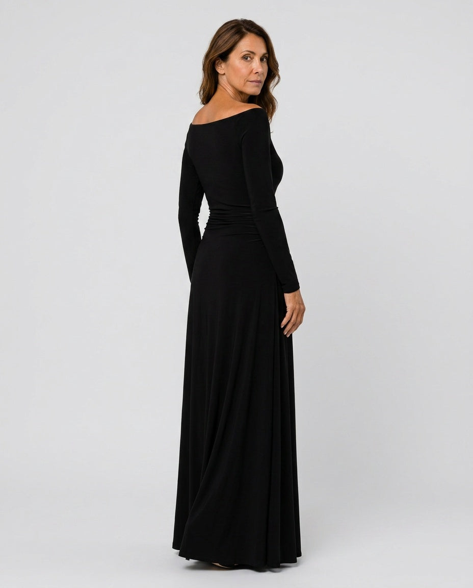Anouk | Draped Long Sleeve Maxi Dress