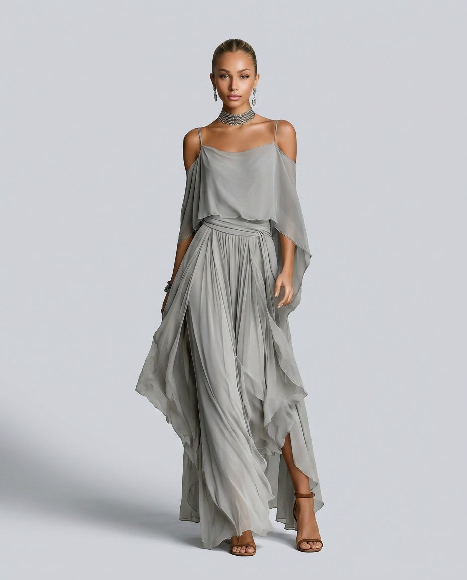 Clara | Strappy Fluid Chiffon-Look Co-ord Set