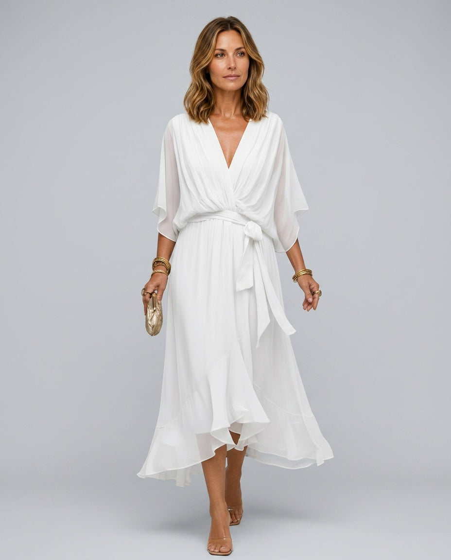 Sawyer | Soft V-Neck Flowy Midi Dress