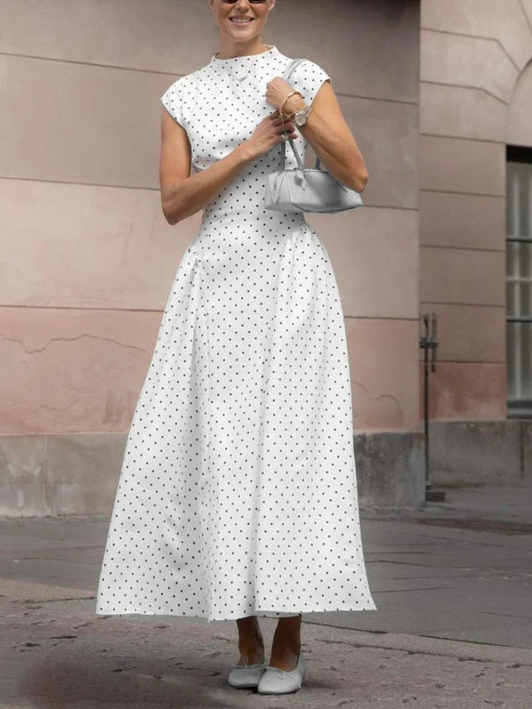 Margot | Polka Dot Cap Sleeve Maxi Dress