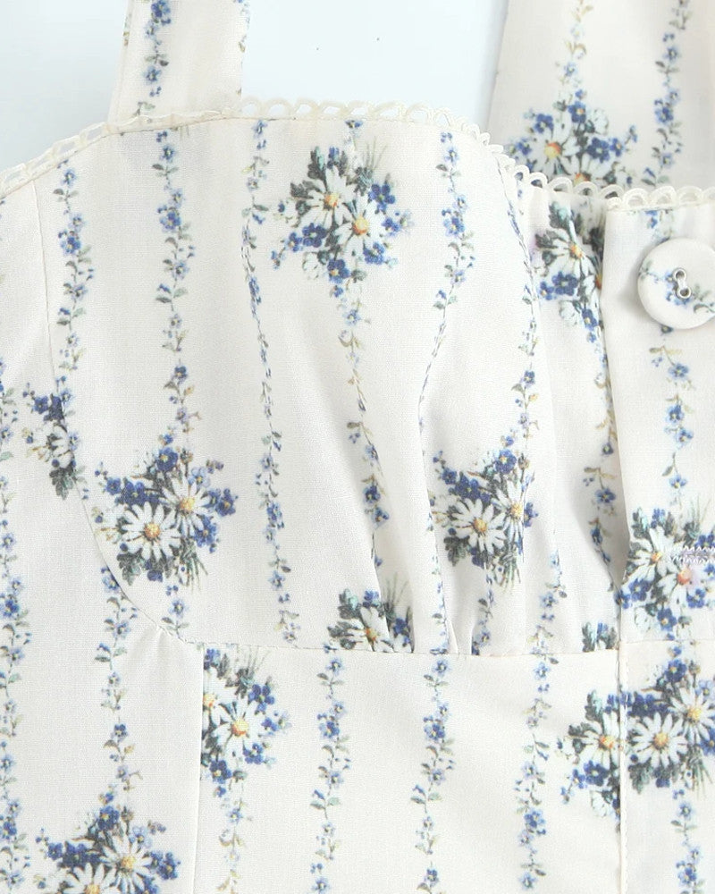 Kennedy | Floral Stripe Sweetheart Halter Midi Dress