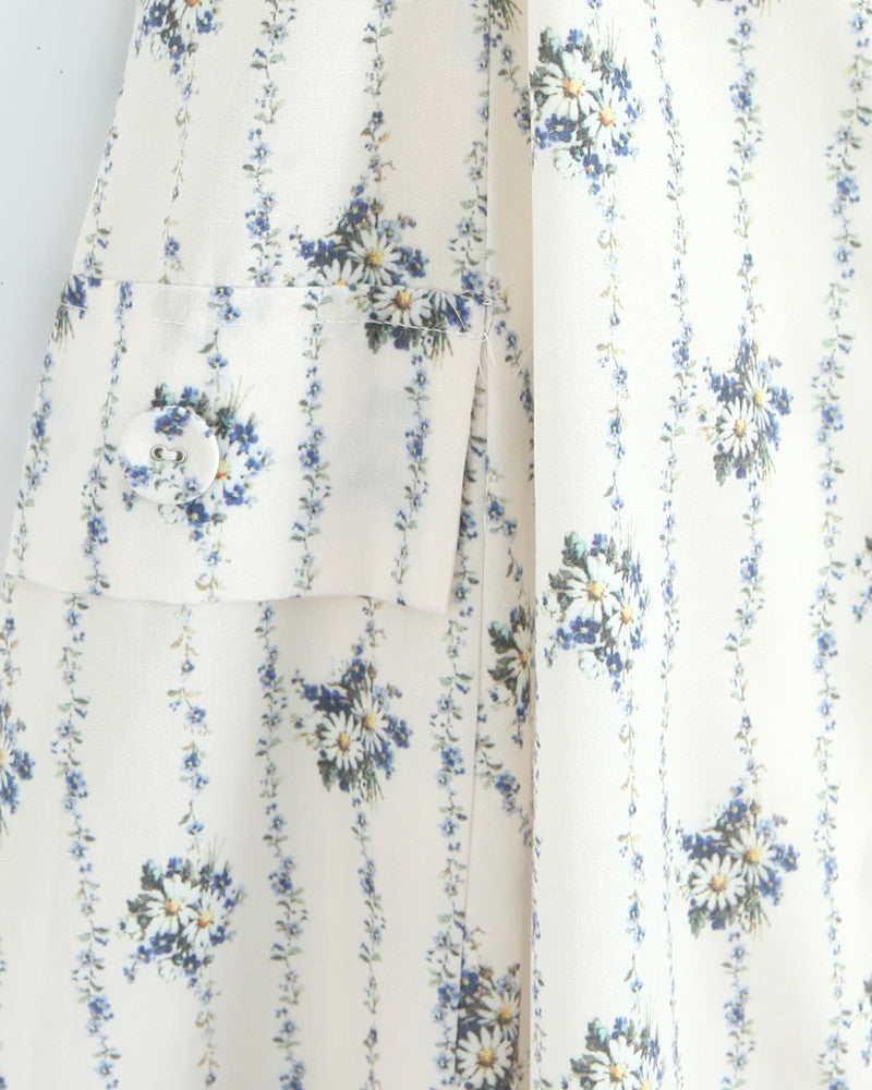 Kennedy | Floral Stripe Sweetheart Halter Midi Dress