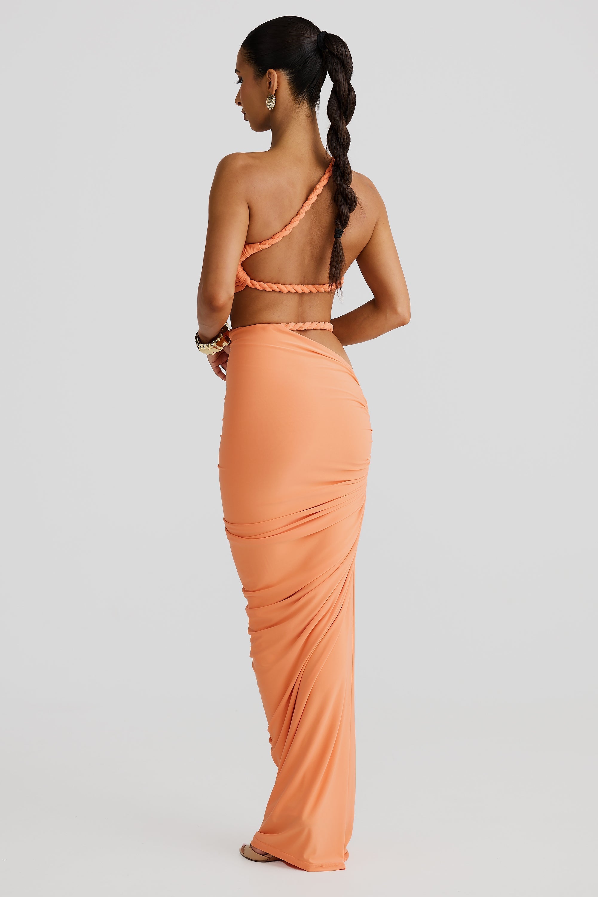 Tessa | Braided Strap Bustier & Ruched Maxi Skirt Set