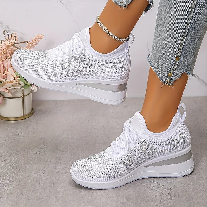 Nuria | Rhinestone Cushioned Platform Sneakers