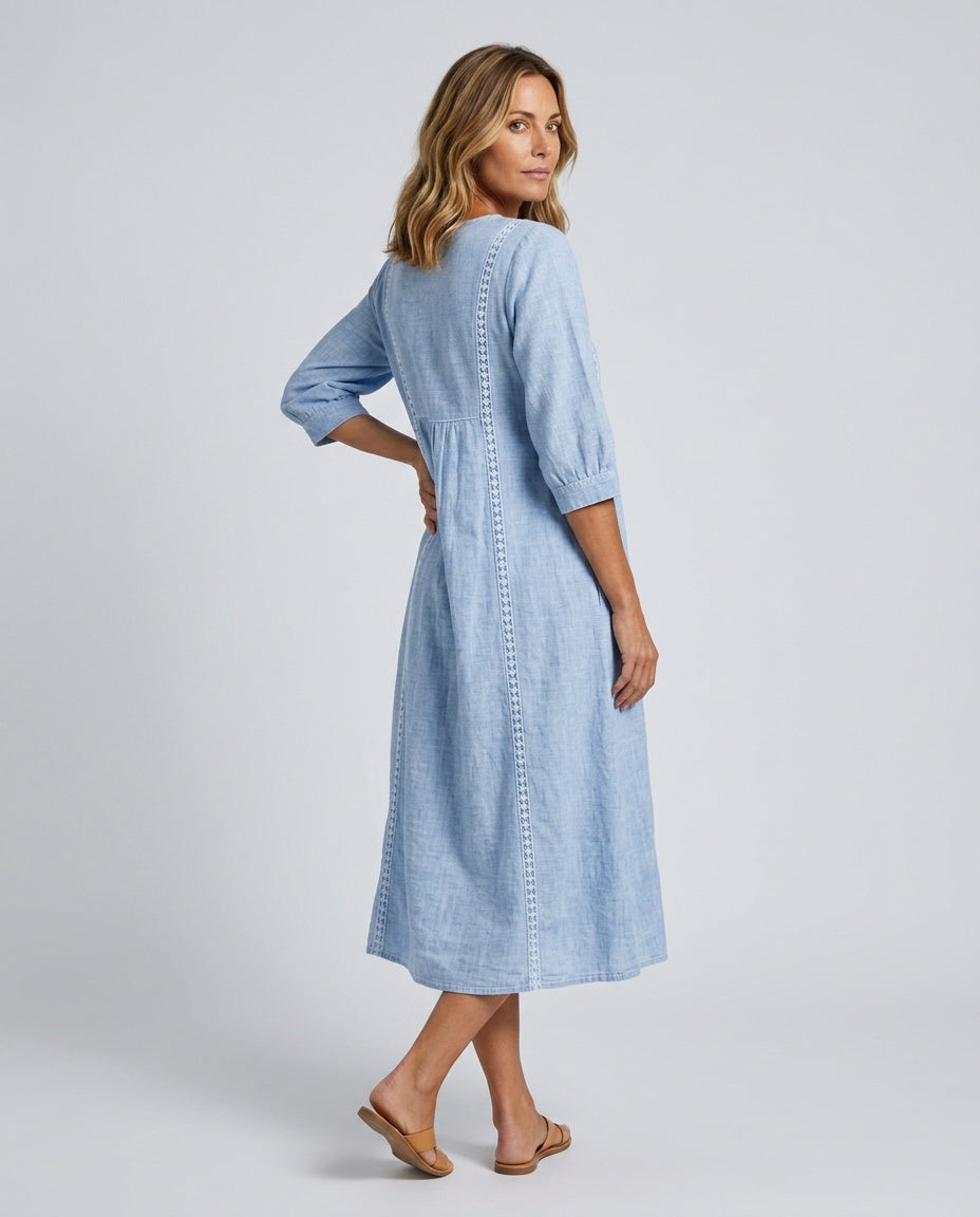 Martha | Patchwork Lace Trim Casual Maxi Dress