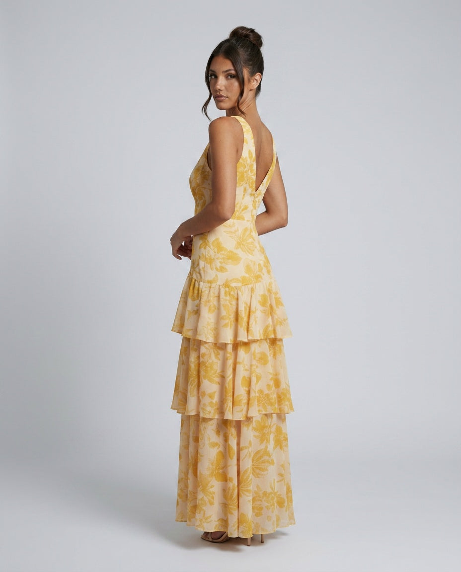 Harlow | V-Neck Plissé Pleated Maxi Dress