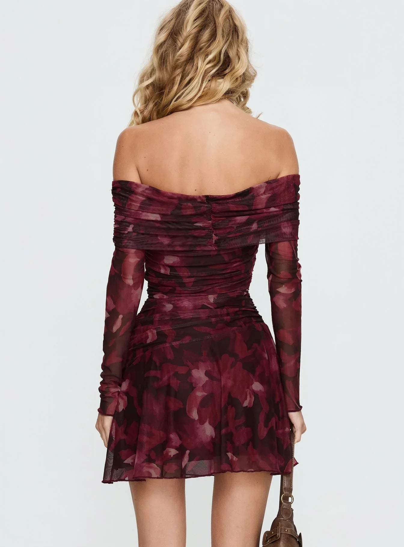Saskia | Off Shoulder Long Sleeve Floral Mini Dress