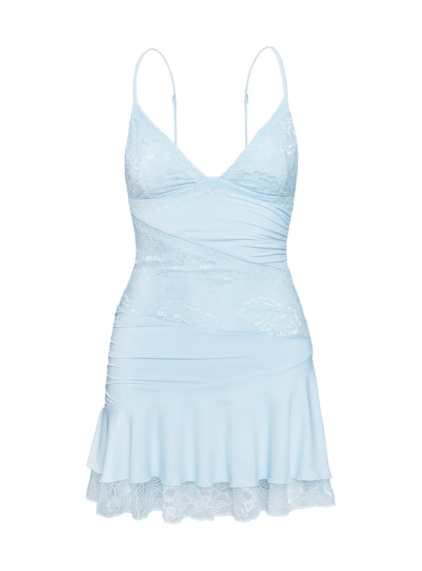 Sofia | V-Neck Lace Tiered Mini Dress
