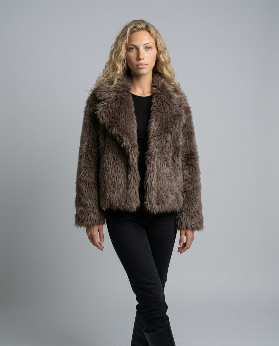 Noelia | Plush Stand Collar Faux Fur Coat
