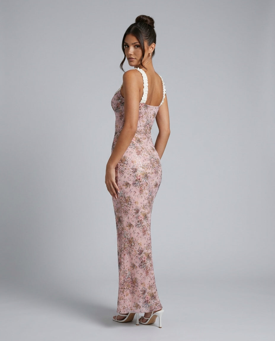 Emilia | Sequin Bodice Sweetheart Maxi Dress