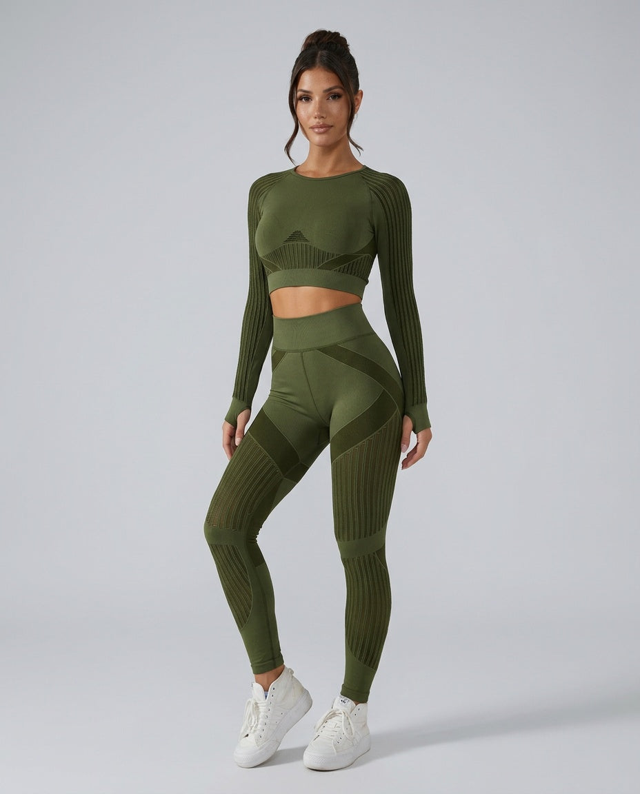Cleona | High-Waist Mesh Panel Ankle Leggings