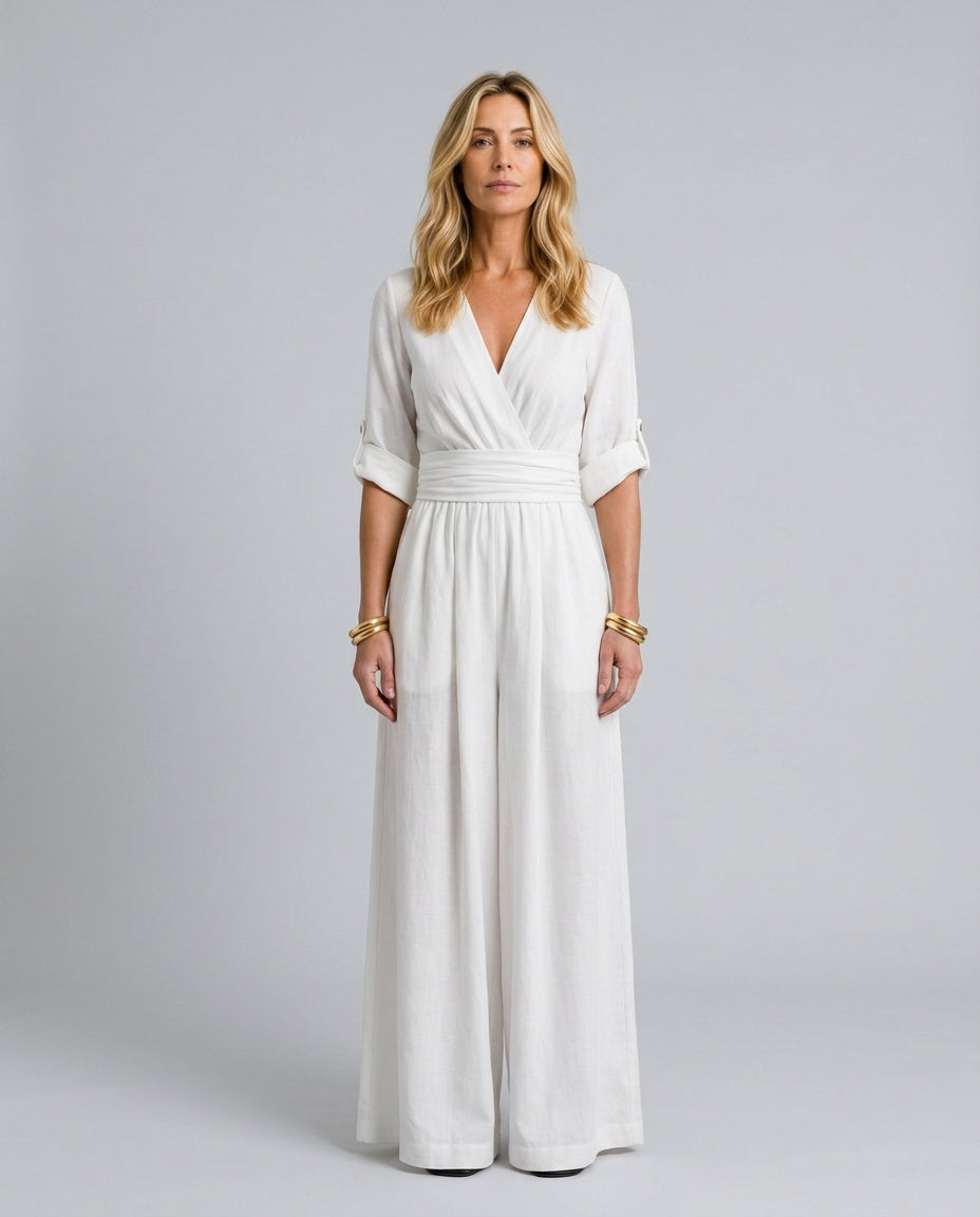 Alejandra | Cross Front Wide Leg Jumpsuit