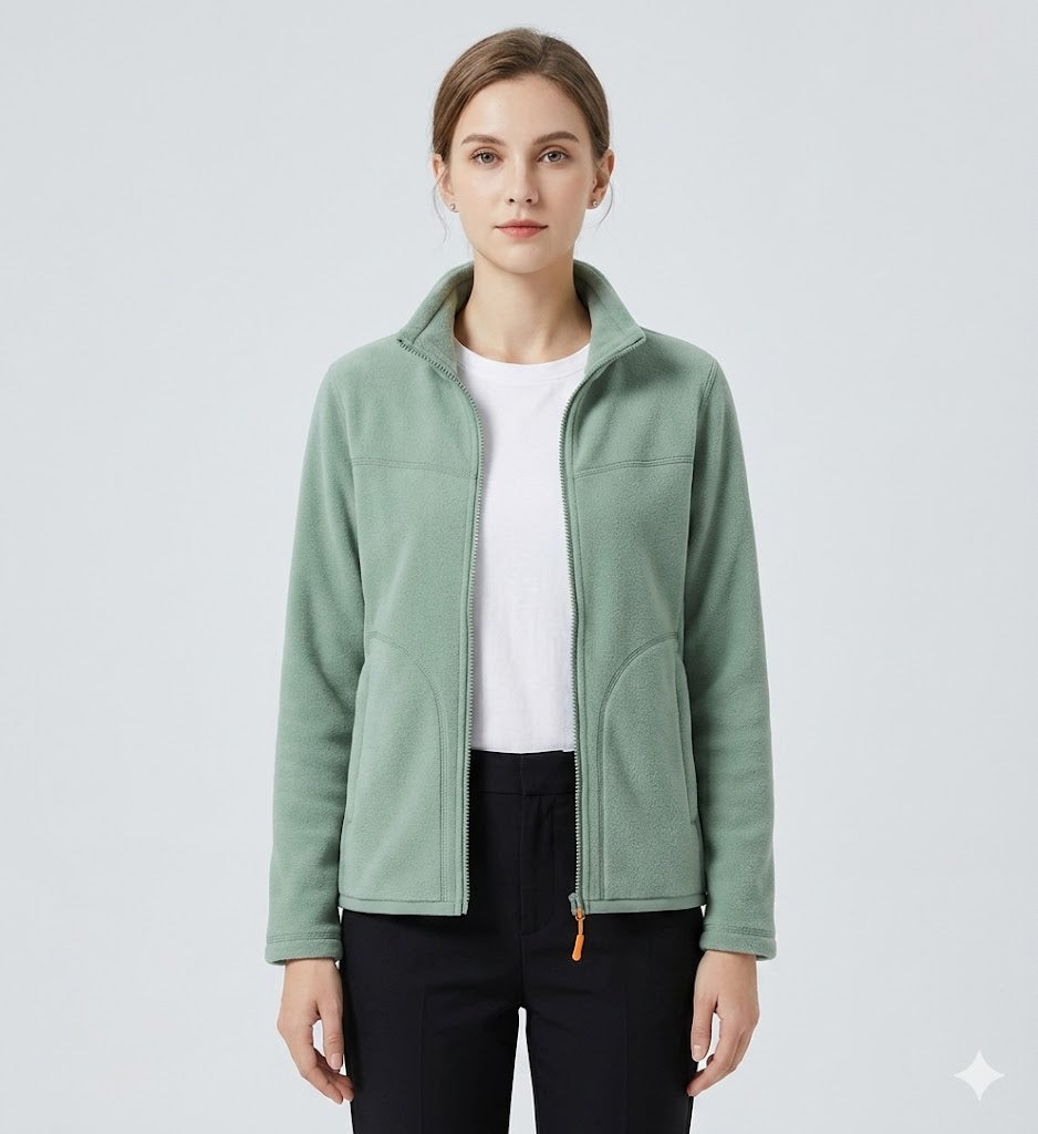 Valentina | Long Sleeve Zip Pocket Fleece Jacket