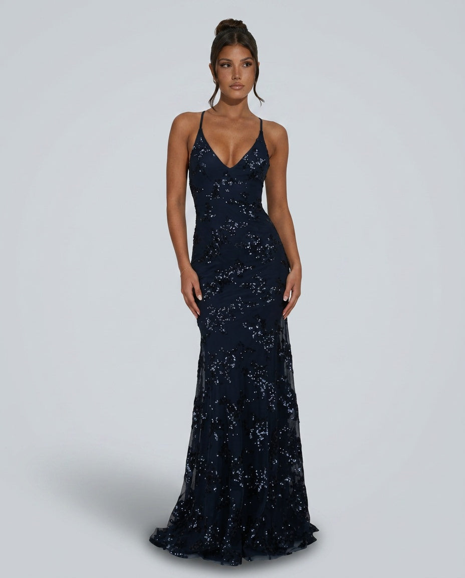 Selene | Sequin Plunge Maxi Dress