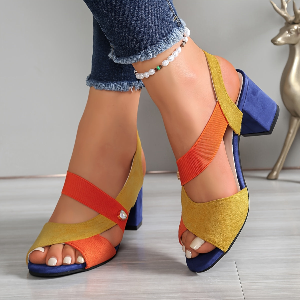 Azura | Ocean Blue Block Heel Sandals