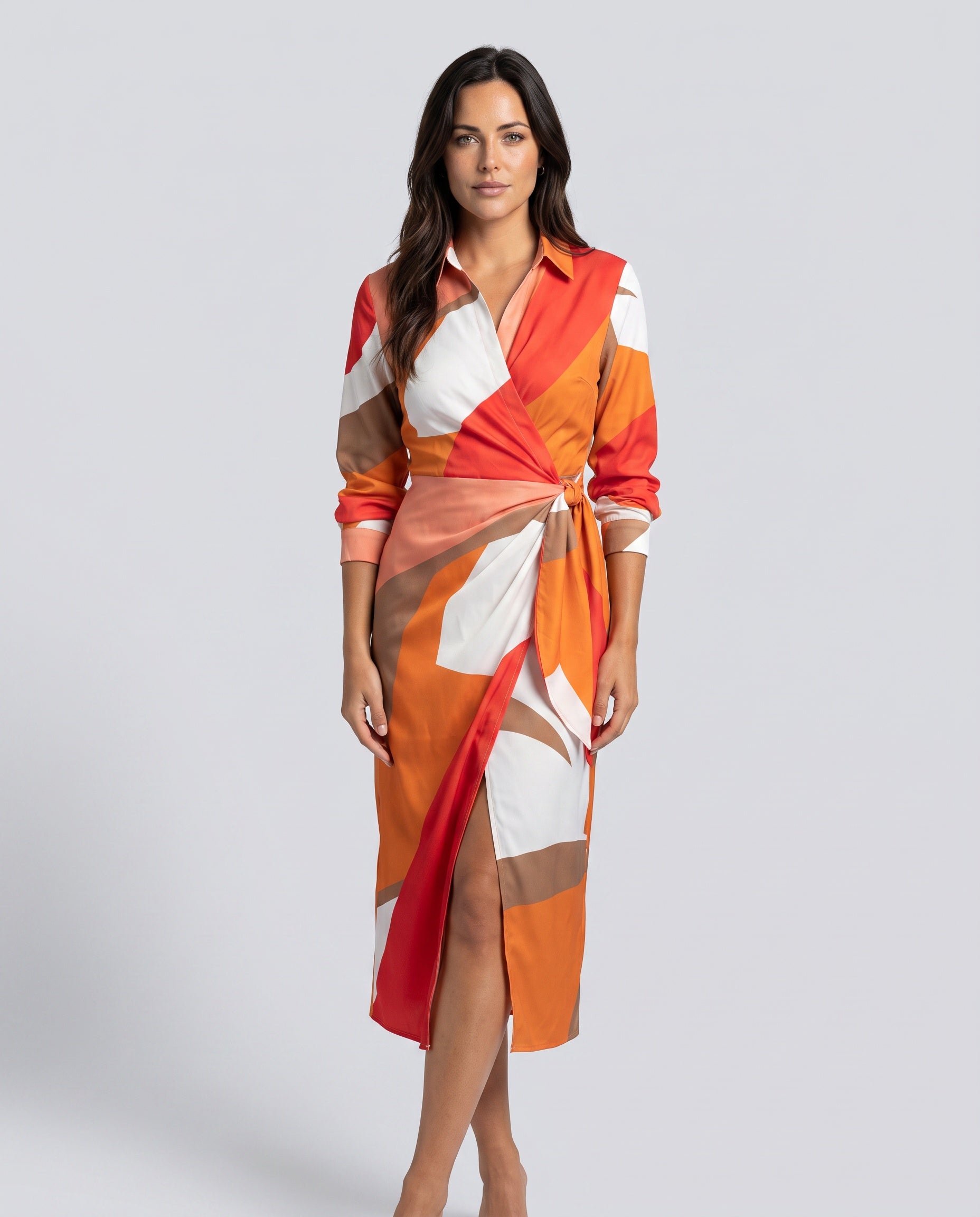 Pilar | Wrap Midi Dress in Print & Solid Colours