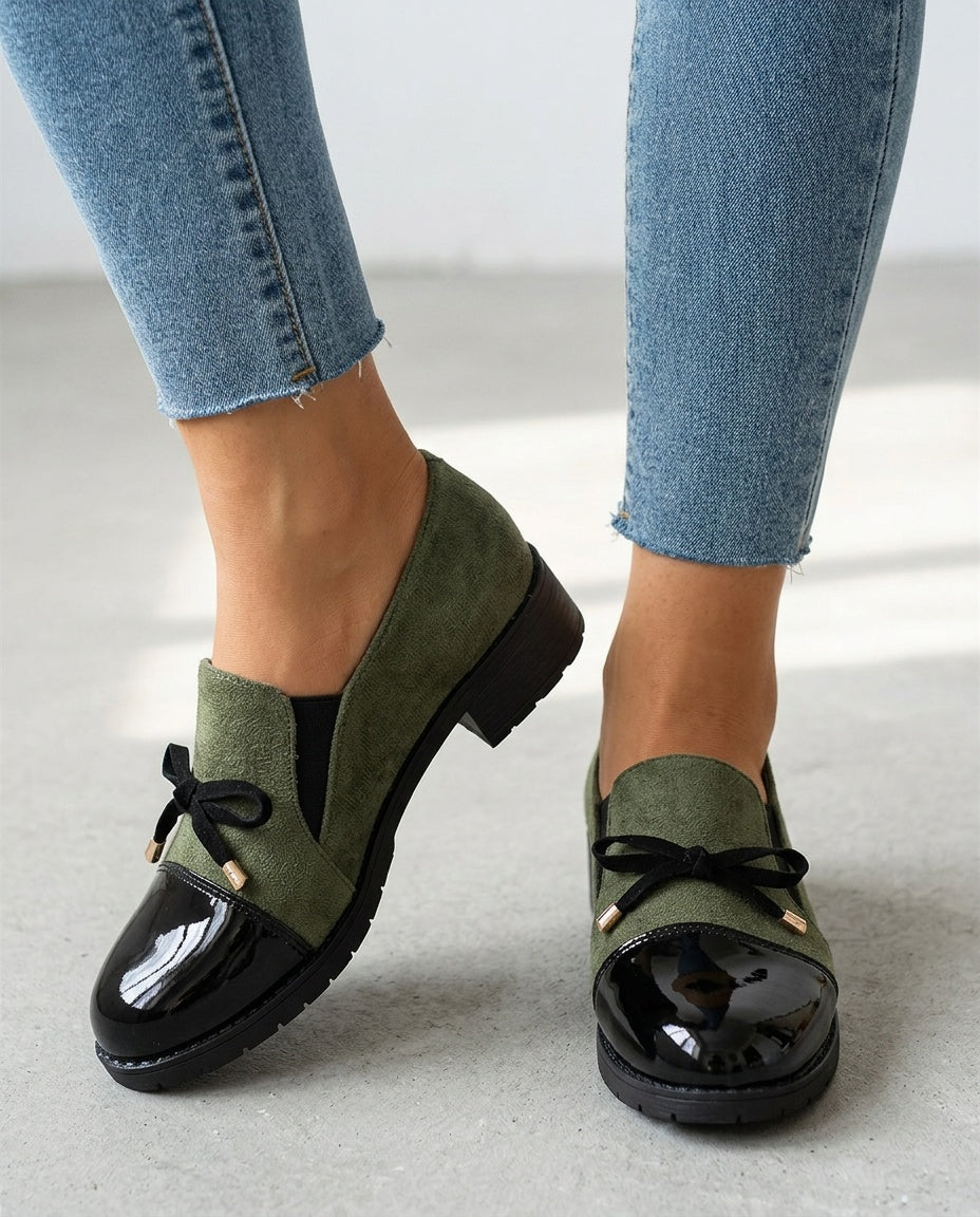 Della | Patent-Toe Block Heel Loafers