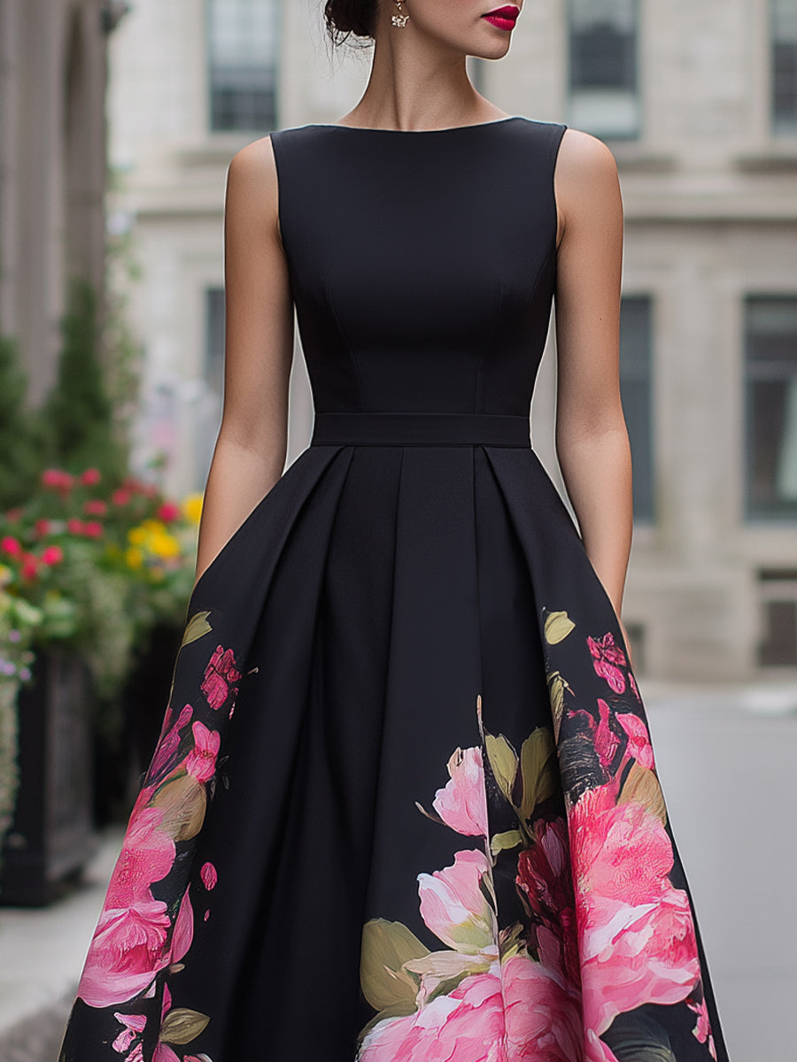 Marley | Floral Print Pleated Midi Dress