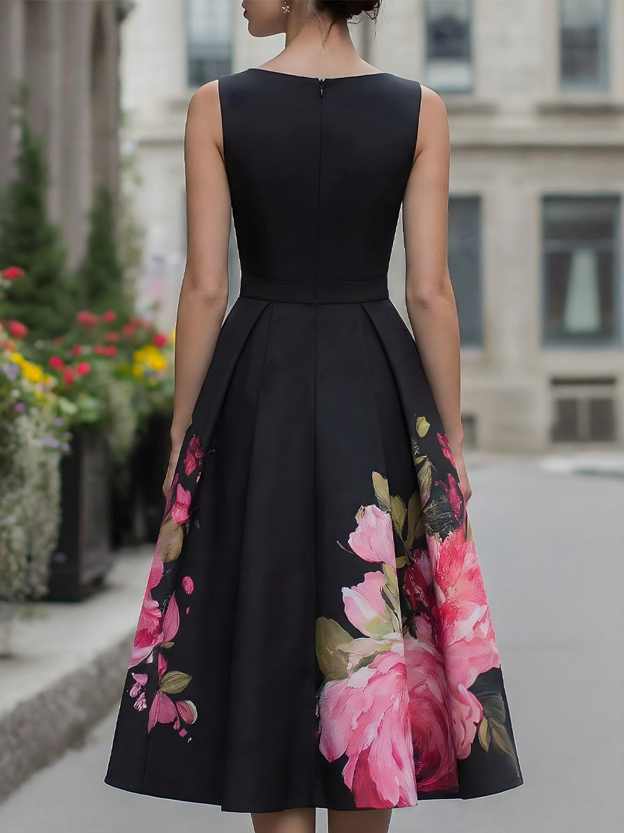 Marley | Floral Print Pleated Midi Dress