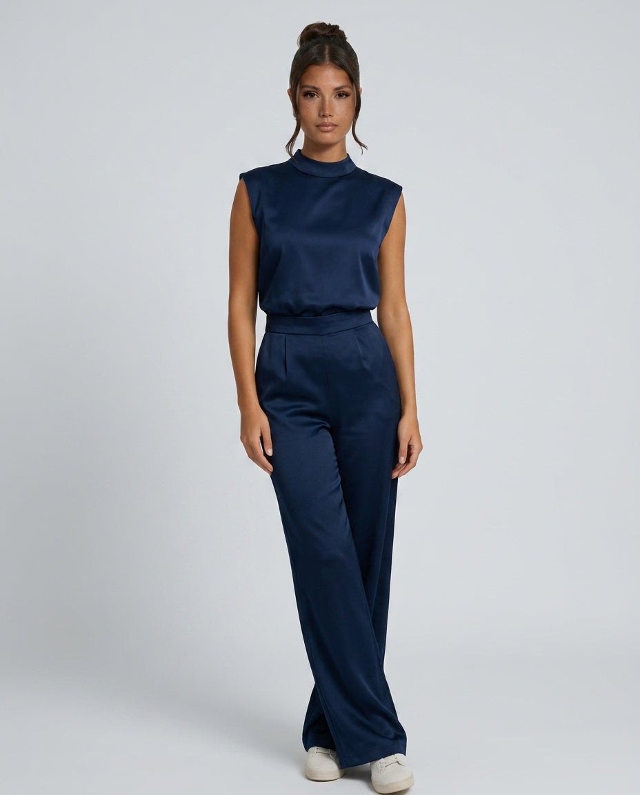 Brooke | Wide Leg Satin-Look Jumpsuit