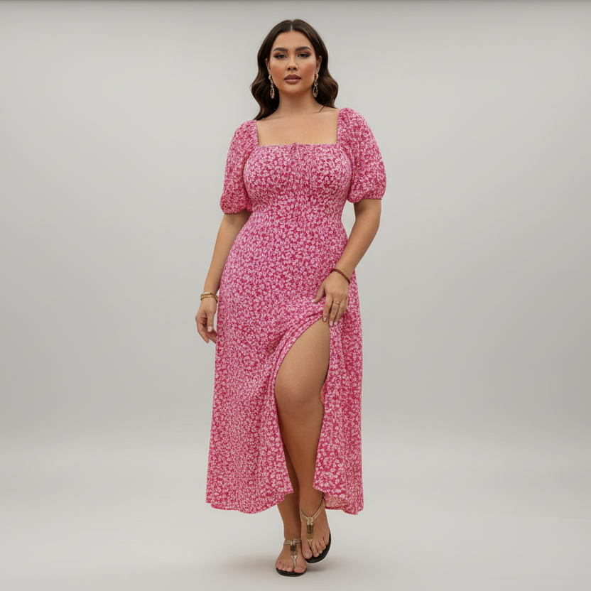 Jimena | Ditsy Floral Print Plus Size Maxi Dress