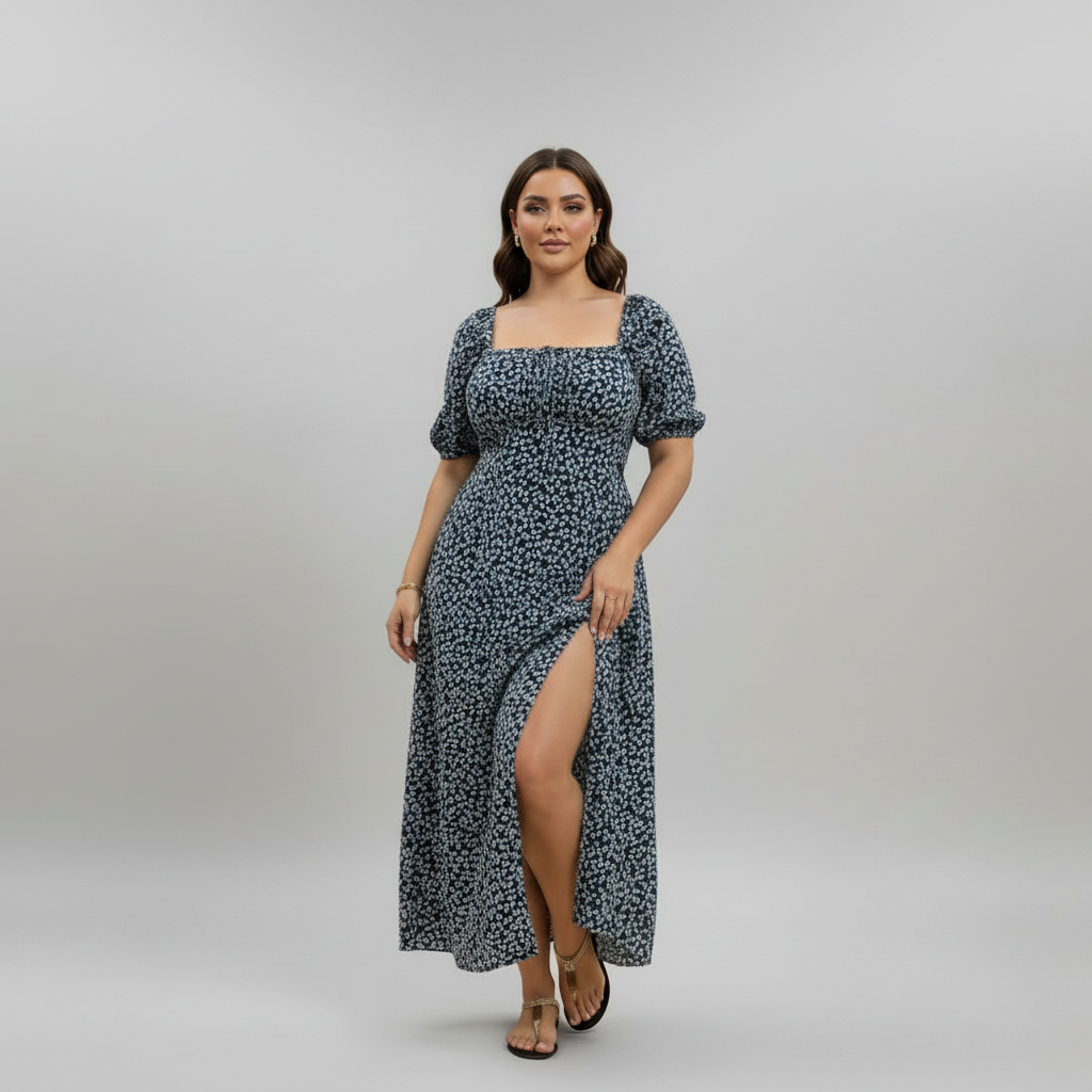 Jimena | Ditsy Floral Print Plus Size Maxi Dress